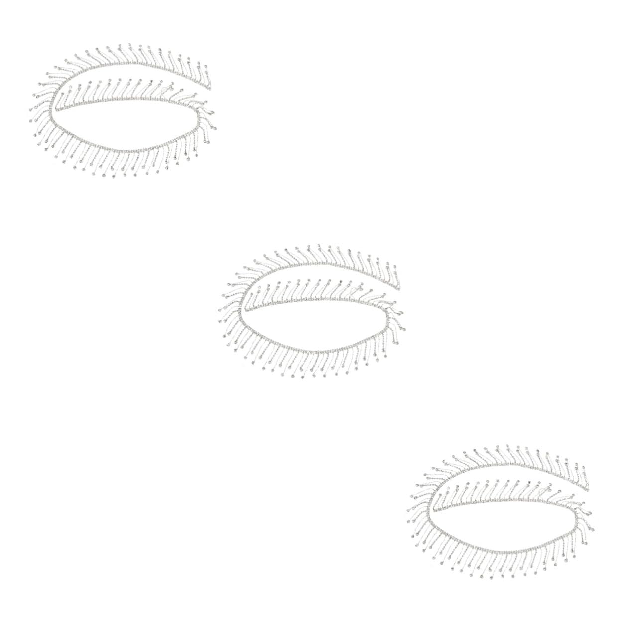 jojofuny 3 Stück Rhinestone Quaste Kette Diy Strassband für Kleidung und Accessoires Breiter Silberner Glitzerfransenbesatz für Hochzeiten Partys und Kreative Projekte