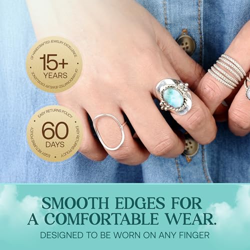 Boho-Magic Sterling Silver Larimar Ring for Women – Oval Gemstone – Handmade Jewelry for Women – Boho Style Larimar Ring – Unique Jewelry Gift for Her4