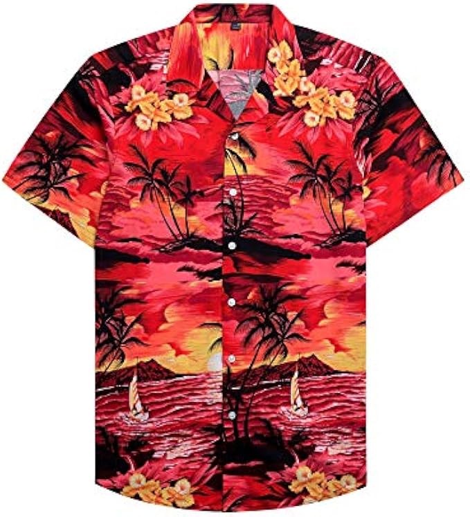Alimens & Gentle 100% Cotton Regular Fit Short Sleeve Casual Hawaiian Shirt for Men