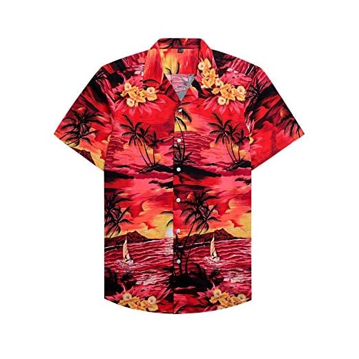Alimens & Gentle 100% Cotton Regular Fit Short Sleeve Casual Hawaiian Shirt for Men - S