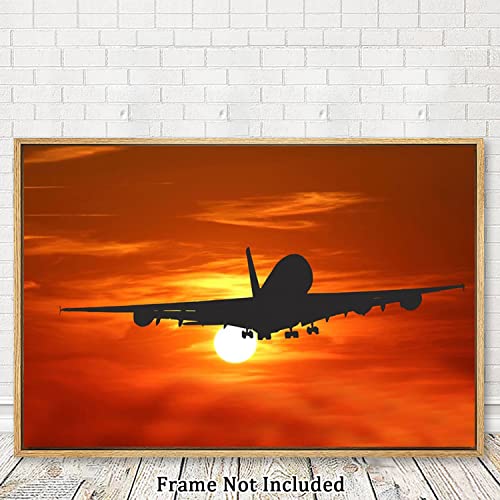 Eorntdy Canvas Wall Art Unframe Airplane At Sunset Pictures Painting Canvas Paintings Aircraft Plane Wall Art For Living Room Bathrooms Home Modern Office Decor Canvas Art Wall Decor 12X18Inch #TOP6