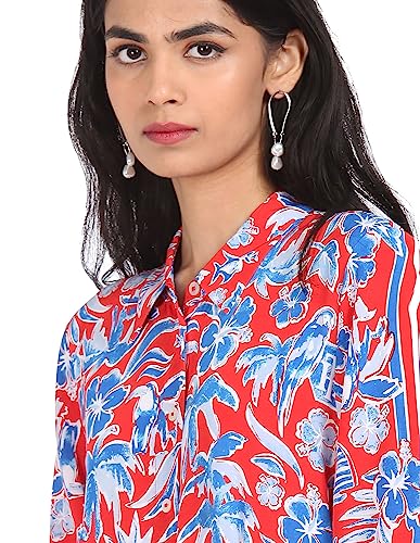 Image of Tommy Hilfiger Women's 59% ECOVERO, 41% Viscose A-Line Below The Knee Casual Dress