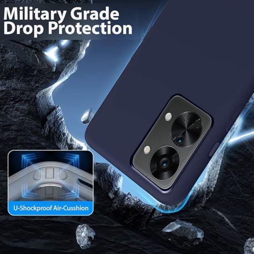 Image of LIRAMARK Liquid Silicone Soft Back Cover Case for OnePlus Nord 2T 5G / 1+Nord 2T 5G (Midnight Blue)