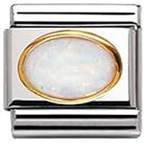 nomination charms blau  Nomination Composable Classic Edelsteine OVAL aus Edelstahl und 18K-Gold (Opal Weiss) 030502