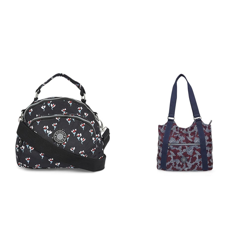 CRINKLE Range Black Floral Soft One Size Shoulder Bag + Crinkle Range Blue & Red Soft One Size Handbag-image-14