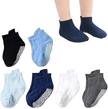 Toddler Baby Socks for Boys & Girls | Non-Slip Ankle Grips for Crawling & Walking | Soft Combed Cotton | Anti-Skid, Breathable & Comfortable Socks | Age 0-3 Years