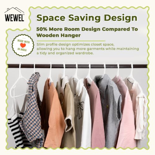 Image of WEWEL 40 Pcs Premium Hangers for Hanging Clothes (Matt Finish)(Bendless Design)(White | 40)