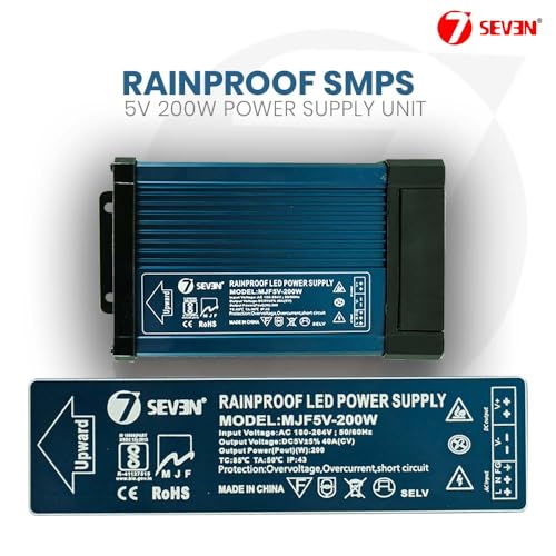 Image of 7SEVEN SMPS 5v Power Supply 40amp 200w Weather Proof Rainproof Suitable for LeD Signage, Strip Light, Decorate Lite, Microcontroller & Embedded Systems, Industrial Machine and Much More (5v 200w)