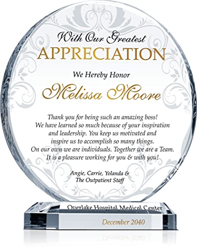 12. Personalized Boss Appreciation Gift Plaque (8") - A Custom Christmas Gift for Boss, Manager, or Supervisor: Customized with Names and Appreciation Message, a Meaningful Keepsake to Convey Gratitude.