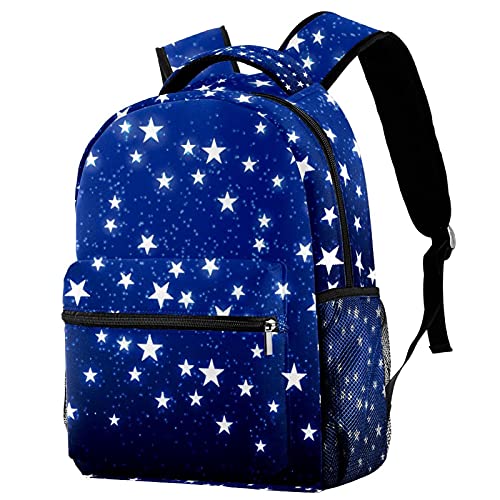 Sac à dos bleu étoiles pour filles et garçons avec porte-bouteille