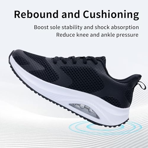 Image of Women's Arch Support Walking Shoes Breathable Orthotic Gym Nurse Tennis Sneakers for Plantar Fasciitis Foot Pain Black Size 10.5