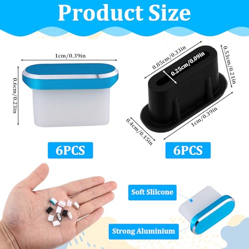 12 Stück USB C Staubschutz Handy USB-C Schutz Staubstecker Set Type C Schutzkappe Ladeanschluss Abdeckung für Smartphone Tablet und Andere mit USB Typ-C geräte(6 Alumainium + 6 Silikon)