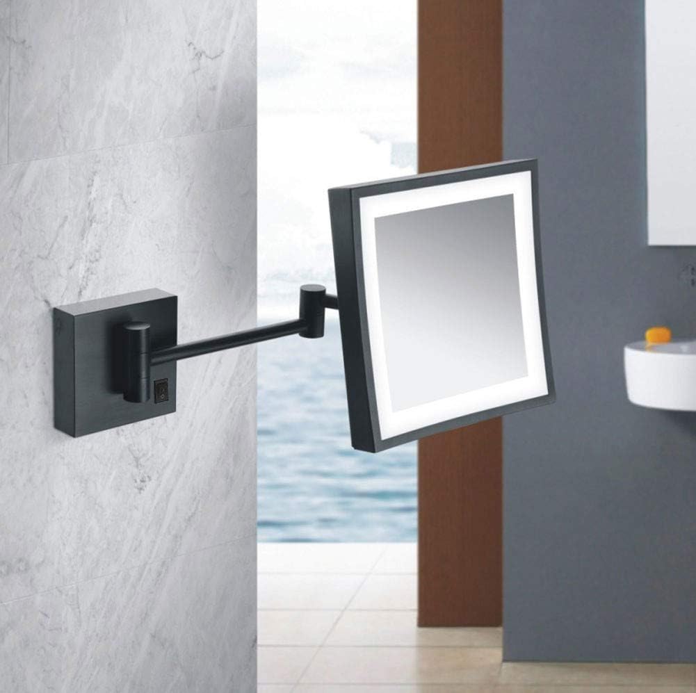 Bathroom Shaving Mirrors Make Up Wall Mounted 3X Magnification Extendable for Hotel Vanity Single Side Square UK Plug