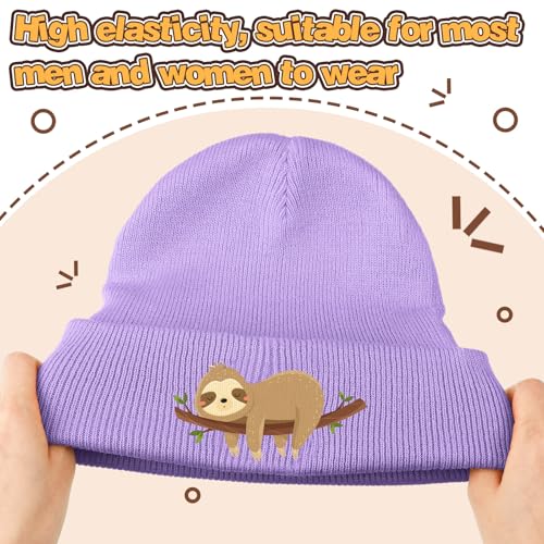 Hicarer Beanie Winter Hat for Women Cute Sloth Highland Cow Embroidered Beanie Winter Hat for Sloth Highland Cow Lovers Gifts3