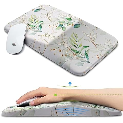 KUOSGM Ergonomic Mouse Pad Wrist Support, Memory Foam Gel Mousepad with Wrist Rest Pain Relief & Non-Slip PU Base, Office PC Computer Wrist Pad for Wireless Mouse & Desk(13x8Inch, Pretty Leaves) Cover