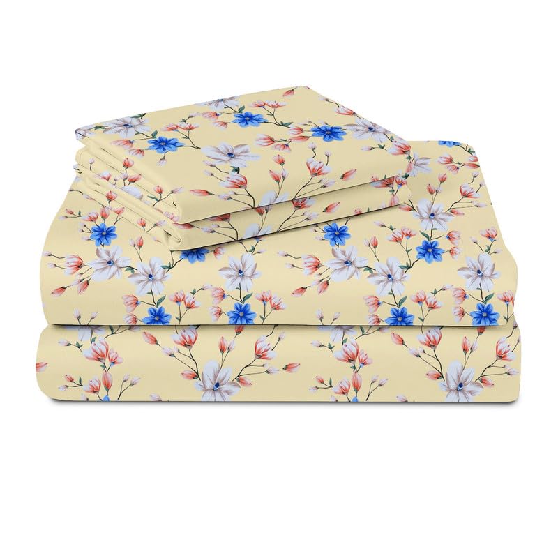 BSB HOME 200 TC 100% Cotton Feel Bedsheet for Double Bed with Two King Size Pillow Covers Soft/Breathable Wrinkel Free - 90x100 Inches - (Pista and Blue) 5 51P5a7FUQRL