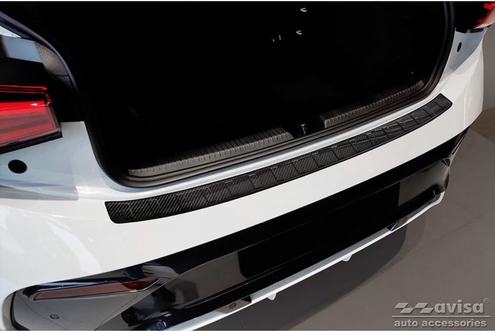 AvisaReal 3D Carbon Rear Bumper Protector Compatible with Cupra Born 2021- 'Ribs'