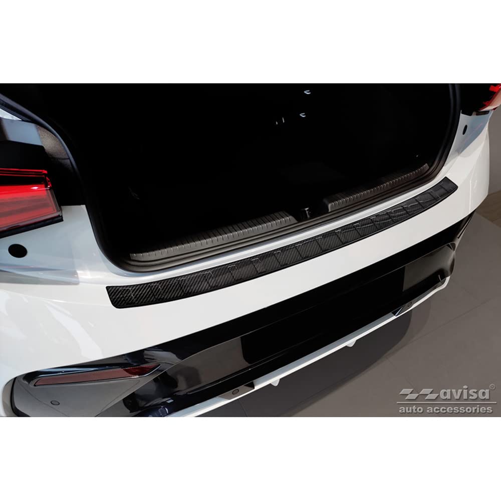 AvisaReal 3D Carbon Rear Bumper Protector Compatible with Cupra Born 2021- 'Ribs'
