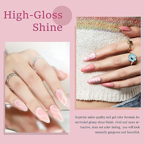 Modelones Gel Nail Polish, 6 Colors All Season Gel Polish Set Nude Pink Gel Nail Polish Set Soak Off Pastel Milky Nail Gel Nail Art DIY Manicure Salon and Home for Women - Image 3