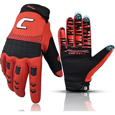CHCYCLE Dirt Bike Gloves Mountain Bike Motocross Motorcycle Gloves for Men Motorbike ATV Racing Touch Screen Full Finger Gloves for Cycling BMX MTB MX Climbing (X-Large, Red) Cover