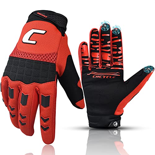 Gants de moto tout-terrain, VTT et motocross pour homme - Écran tactile - Pour cyclisme, BMX, VTT, MX - Escalade - Taille XL - Rouge Cover