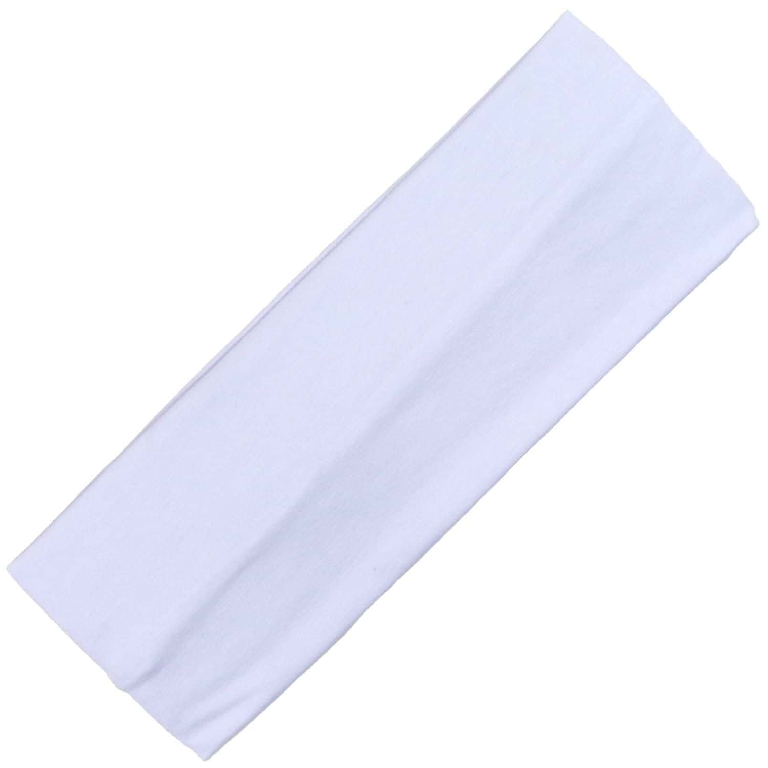 Kenz Laurenz 3" Cotton Headbands Pack Stretch Elastic Yoga Soft and Stretchy Sports Sweatbands Fashion Headband for Teens Women Girls (1 pc Headbands, White)