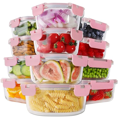 24pc Glass Food Storage Containers with Lids，Glass Meal Prep Containers