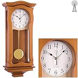 Farbe: Kirschbaum JVD Klassische Wanduhr mit Pendel Funk Uhr Kirschbaum Westminster Regulateur Funkuhr