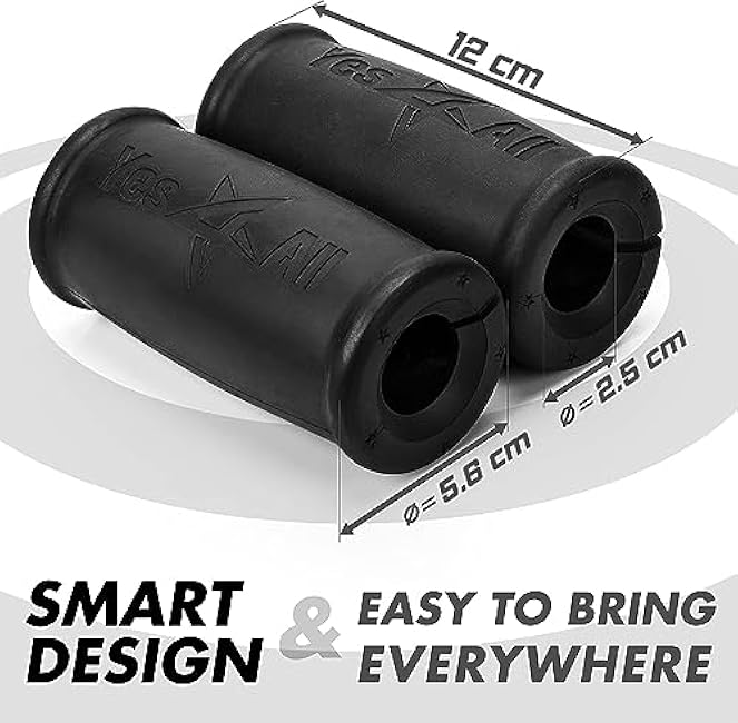 Yes4All Thick Dumbbell Handles Grips, Firm Rubber Barbell Grips, Great for Increasing Forearm Strength, Weightlifting, Muscle Building, Cable Attachments