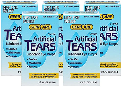 Gericare Artificial Tears Lubricant Eye Drops, 15 mL Per Bottle (5 Pack)