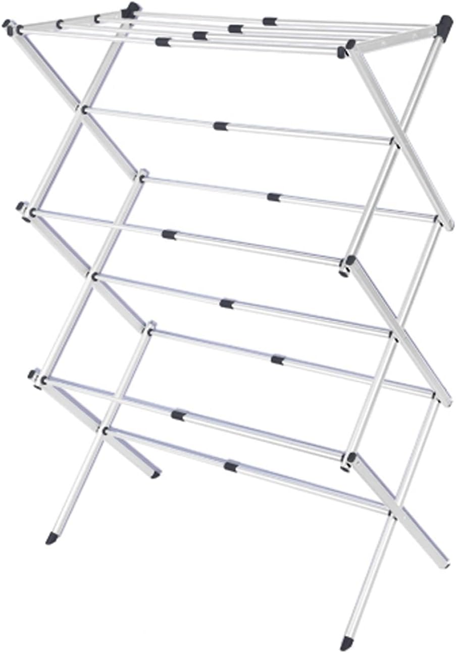 Heavy Duty Metal Clothing Rack - Portable & Expandable Folding Clothes Rack, Versatile Indoor/Outdoor Closet Organizer for Bedroom, Laundry, or Storage Solutions