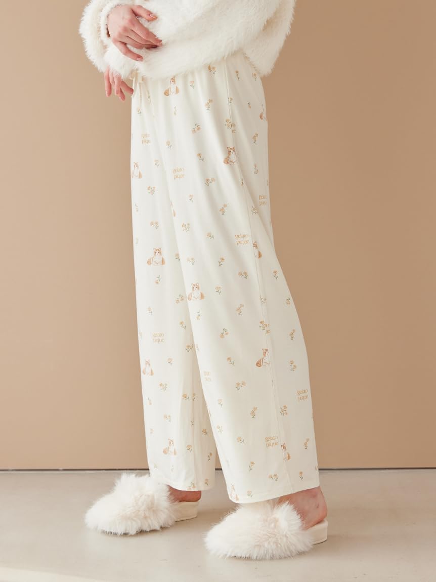 Amazon | [ジェラート ピケ] フラワーキャット柄ロングパンツ