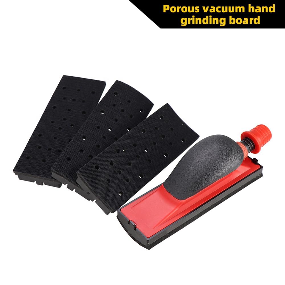 Hopbucan 70x198mm Vacuum Sanding Block 5Pcs Set Vacuuming Sanding Disc Holder Sandpaper 4Pc Backing Polishing Pad Easy Install Easy to Use - Image 4