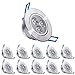 Pack of 10,MODOAO 110V 3W Dimmable LED Recessed Ceiling Light Downlights Spotlight,Warm White,280-300 Lumen(Equivalent 30W)