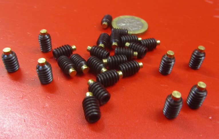 Black Oxide Steel Brass Tip Set Screw 1/4-20 x .375 (3/8") Thread Length 25 pcs