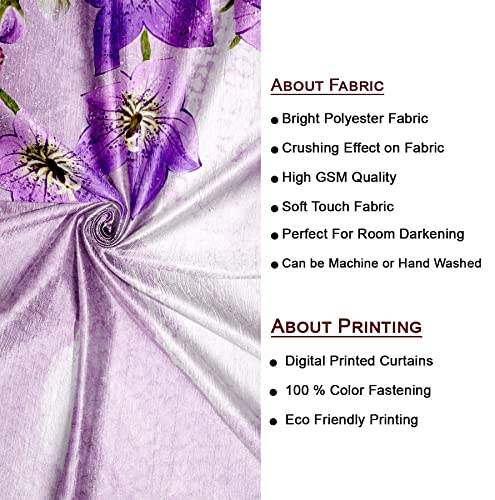 Image of Lush Decor Polyester Floral Grommet Window Curtain, 5 Feet, Lavender, Pack of 2