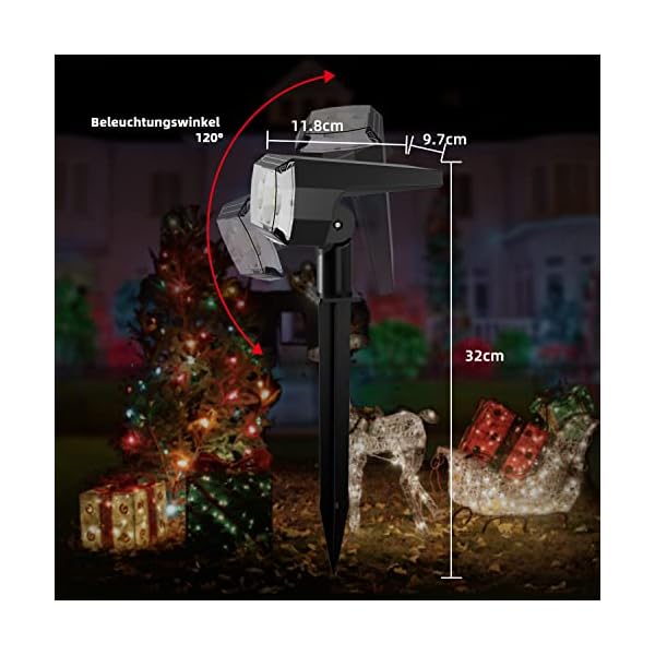 RGB Solar Gartenleuchte,Farbig Solarlampen für Außen, 18 LED IP67 Wasserdicht Solarstrahler für Garten Weg Terrasse Patio Pfad Hof Halloween Weihnachten Deko – Bild 8