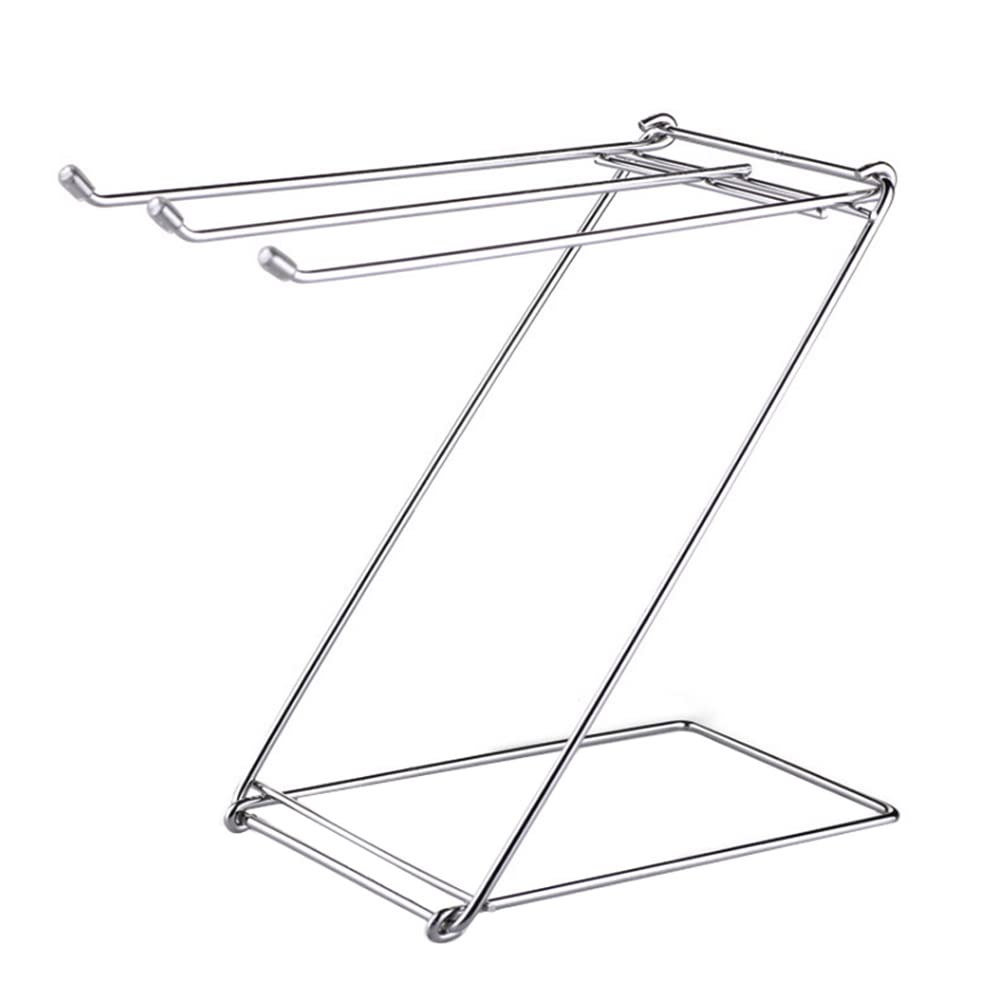 Arfuka Silver Hand Towel Holder Standing Fodable Towel Rack Headband Holder Stainless Steel Z-Shape Tower Bar For Bathroom Kitchen Vanity Countertop