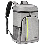 PengDa 32 L Kühl Rucksack Kühltasche - Groß Isoliert Kühlrucksack Wasserdichten Ultraleicht Rucksäcke Damen Herren Cooler Bag für Camping, BBQ, Wandern, Picknick (Grau)