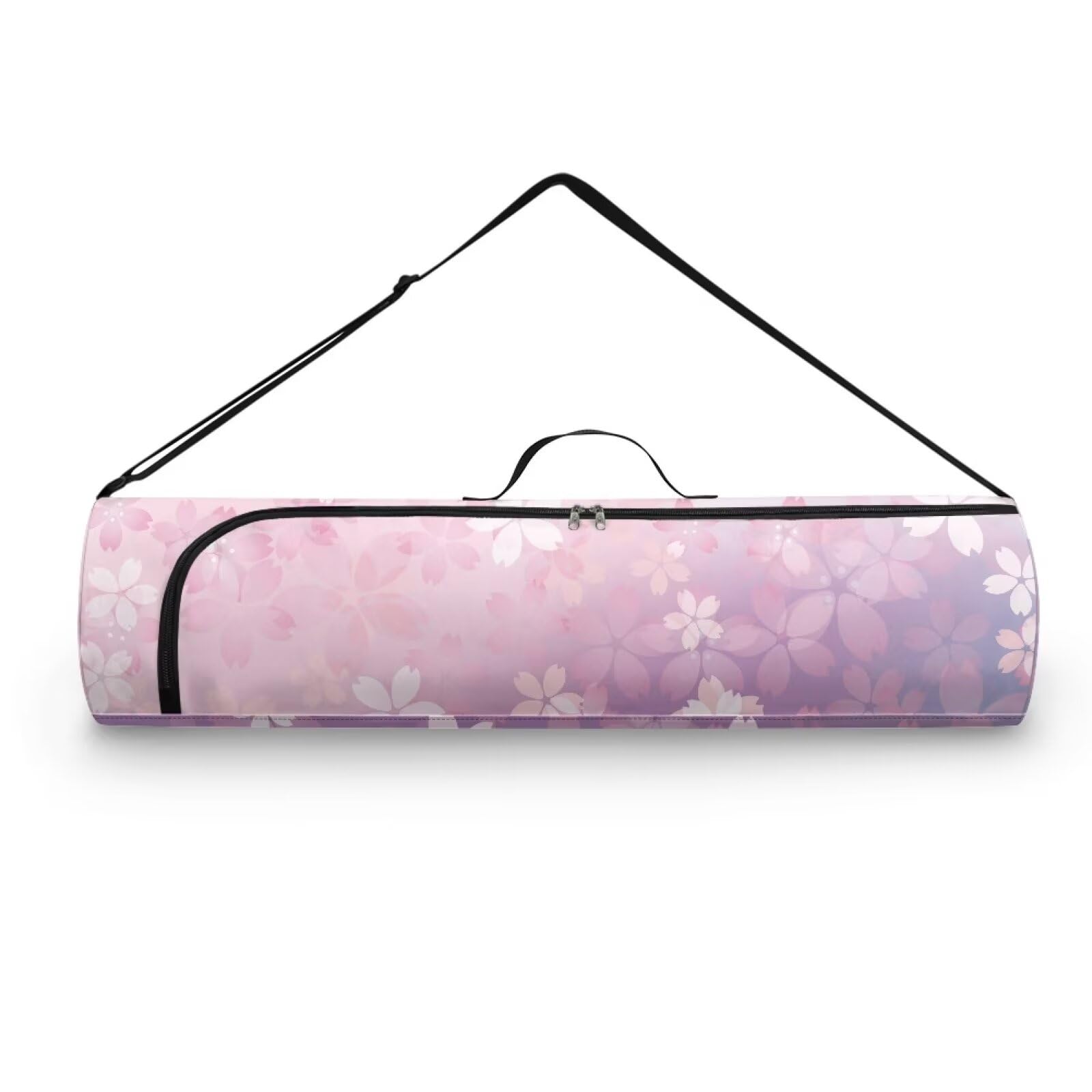Pzuqiu Cherry Blossom Yoga Mat Bag for Women & Men Travel Yoga Gym Bag for Thick Exercise Yoga Mat Full-Zip Yoga Mat Carrier Bag for Class Workout Park with Adjustable Strap
