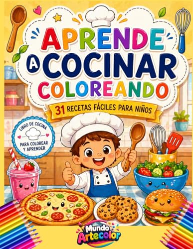 Imagen de Aprende a Cocinar Coloreando: 31 Recetas Fáciles para Niños Libro de Cocina Infantil Divertido y Educativo con Páginas para Colorear
