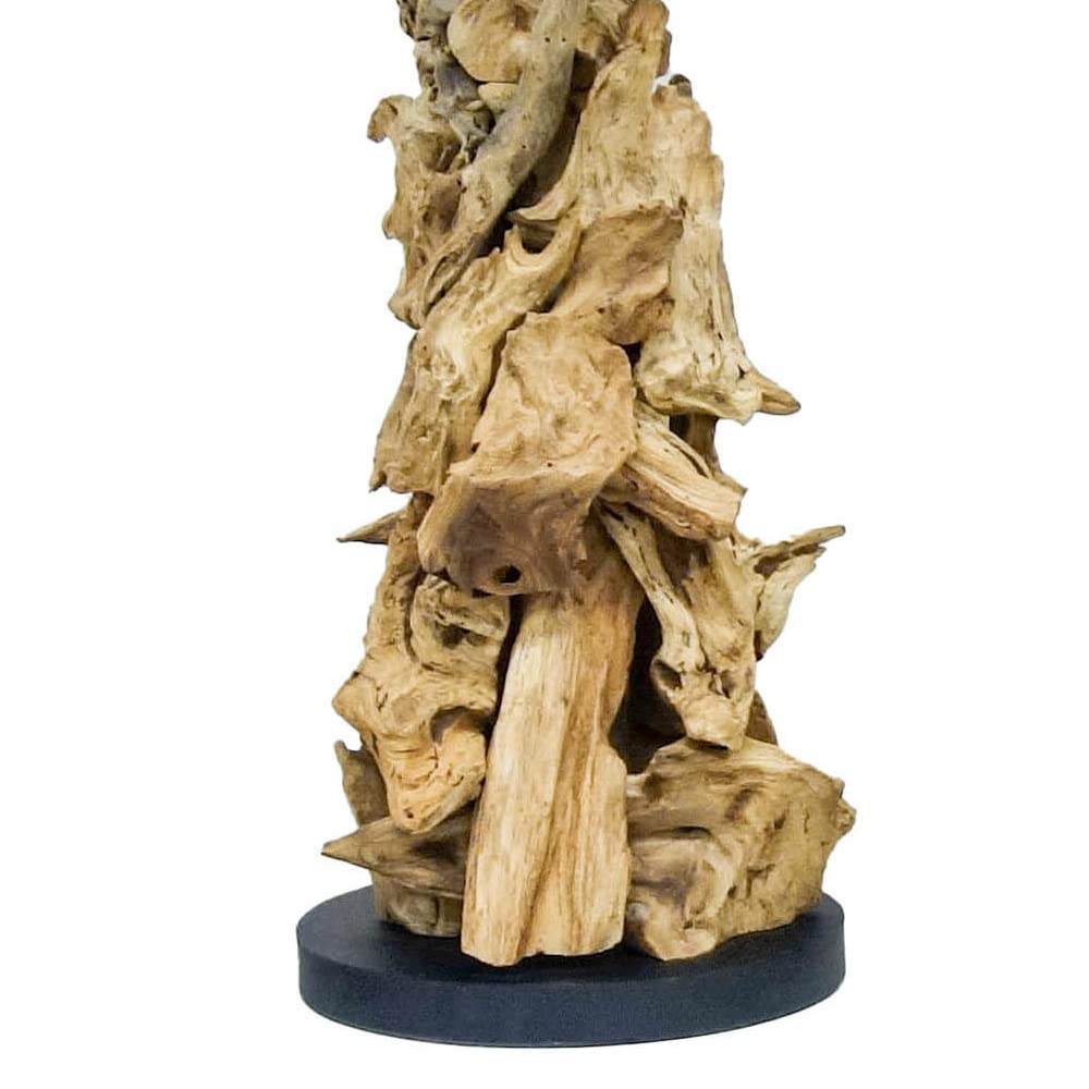 AquaOne Lámpara natural I de madera, lámpara de pie, lámpara de mesa de madera natural, rústica, decoración de muebles de madera, lámpara de pie, hecha a mano con raíz única, pantalla en negro (Tokio)