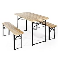 VERDELOOK Set birreria, 2 panche e Tavolo in Legno Naturale