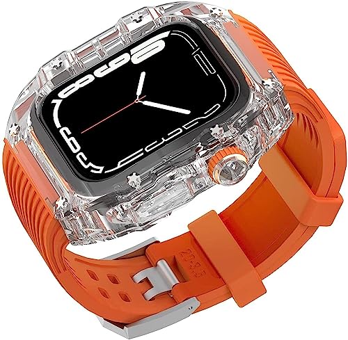 Bracelet de montre transparent silicone Apple Watch 45mm 44mm coque rigide PC