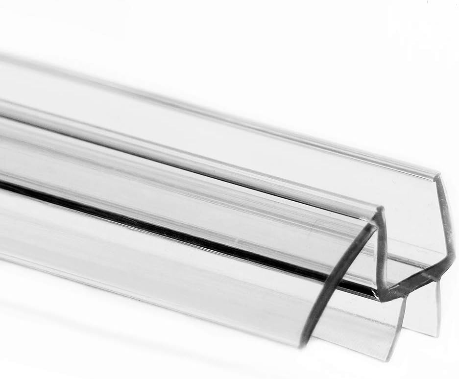 eatelle Shower Door Bottom Seal with Drip Rail for 3/16 (5mm) Thick Glass, 36" Long Sweep - Ultra Clear Polycarbonate