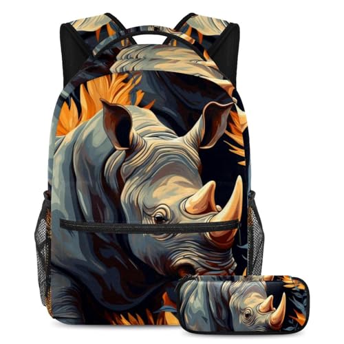 Sac à dos trousse fille ado enfants étudiants voyage livres rhino