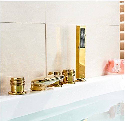 Robinet de baignoire cascade doré poli avec douchette Gowe - 2
