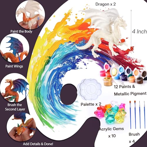 Image of SOLDAY Painting Dragon Toys Kits for Kids Arts and Crafts Ages 3 6 5 7 9 12 Boys Girls to Make Your Own Paintable Figurines Dragon Birthday Party Supplies - 2 Dragons | Painting dragon figurines, Arts & Crafts set for ages 3-12, Paintable craft kits for Girls, Crafts activities, Party favor