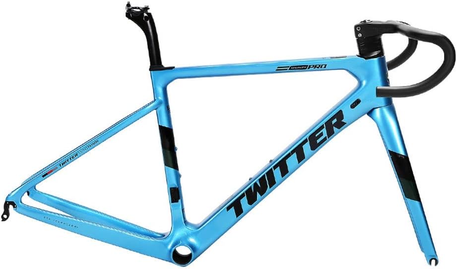 700c Road Bike Frameset C Brake Carbon Frames with Fork + Seat Tube + Integrated Handlebar ，QR 100/130mm Frame 45/48/51/54CM(Blue,48CM)