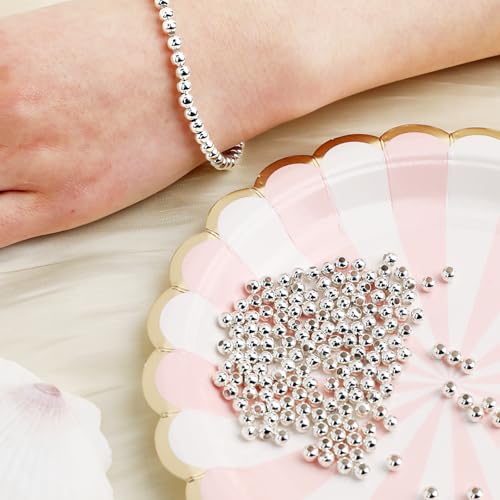 Silver Beads for Jewelry Making, 200 Pcs 4mm Round Smooth Silver Plated Spacer Beads Metal Loose Charm Bead with Hole for DIY Jewelry Making Bracelet Necklace Earring Crafting - Image 5